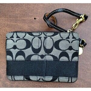 COACH 40028 SIGNATURE STRIPE CANVAS C WRISTLET  Black/White